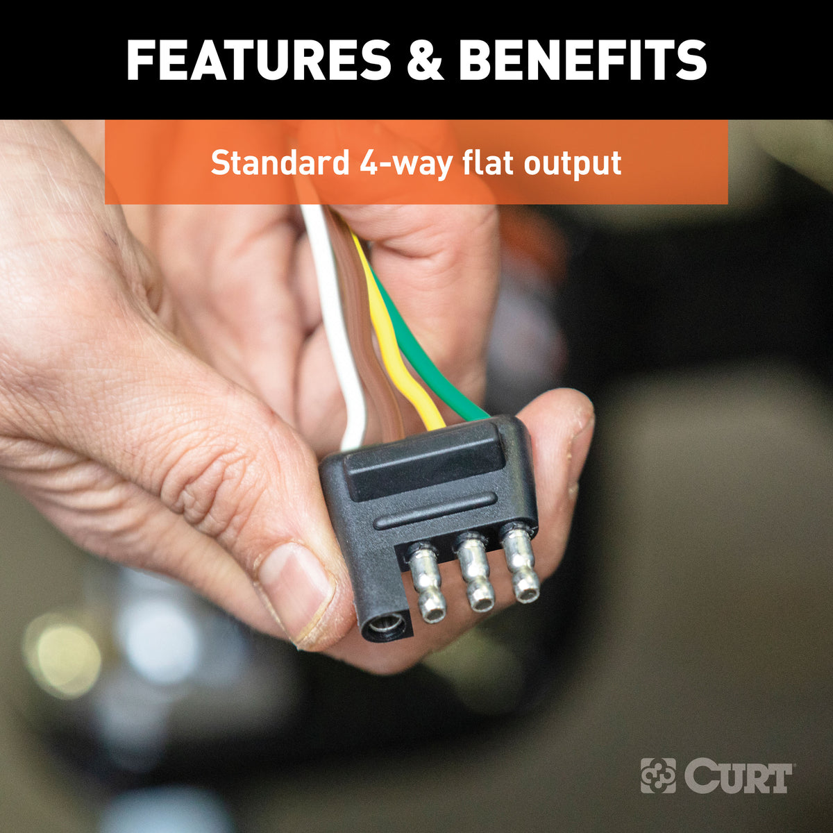 CURT 58348 Trailer-Side 4-Pin Flat Wiring Harness with 48-Inch Wires