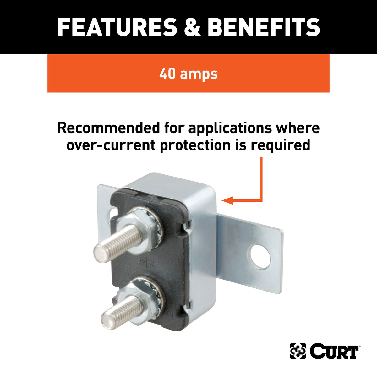 CURT 58371 40-Amp Universal Circuit Breaker