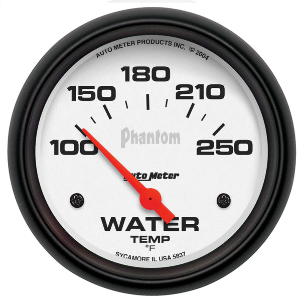 Autometer Phantom 66mm 100-250 Deg F Short Sweep Electonic Water Temperature Gauge - 5837