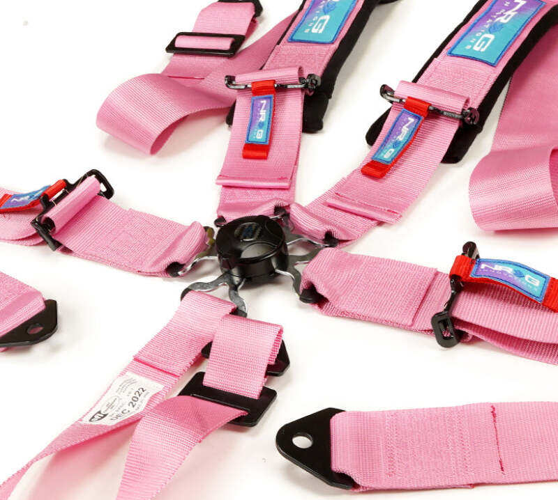 NRG 5PT 3in. Seat Belt Harness / Cam Lock - Pink - SBH-B6PCPK - close-up view 2