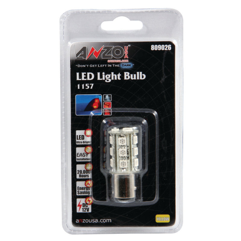 ANZO LED Bulbs Universal LED 1157 Amber - 18 LEDs 1 3/4in Tall - 809026