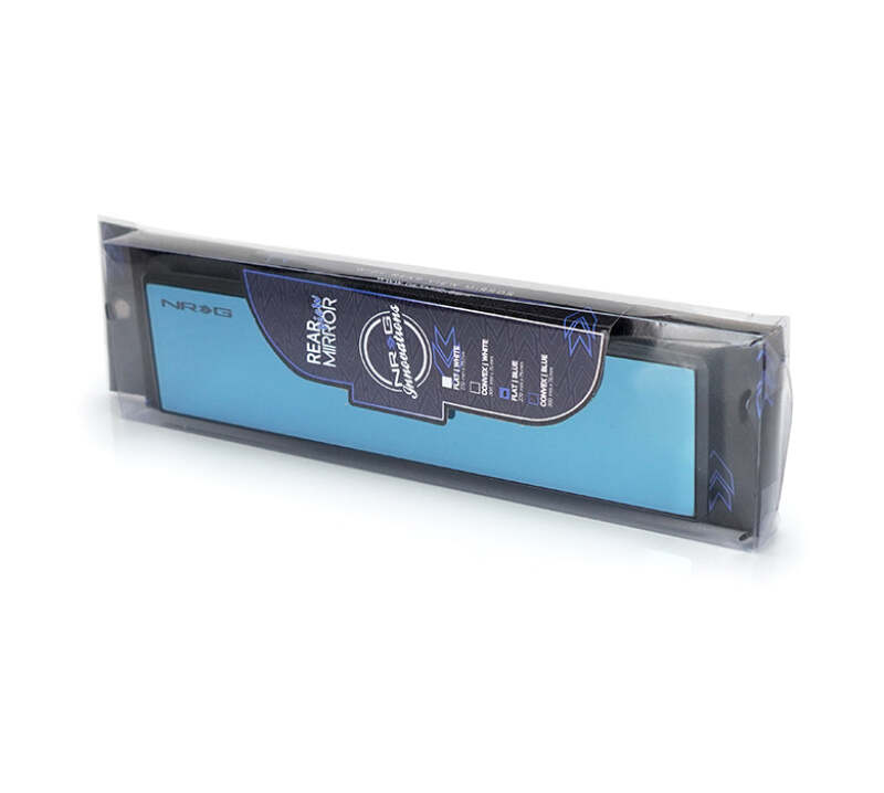 NRG 270mm Wide Panorama Clip-on Rearview Mirror - Flat w/ Blue Tint - IM-270FBL - close-up view