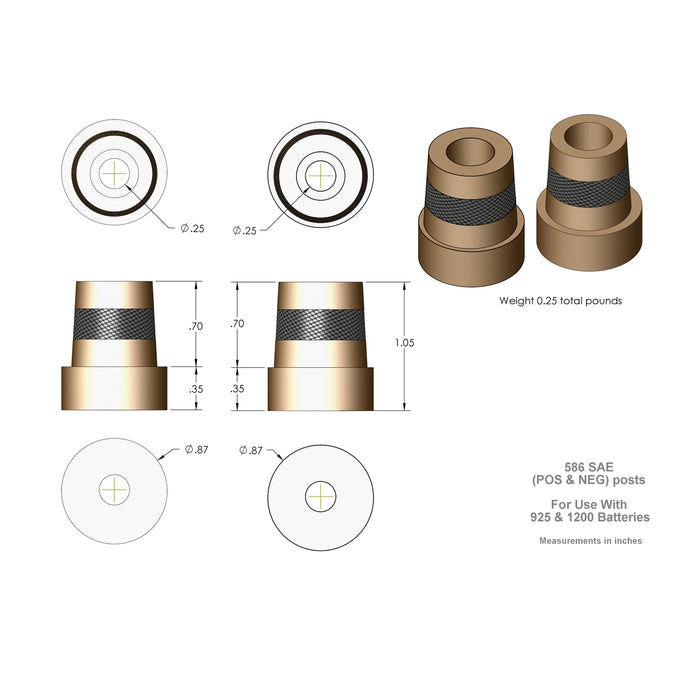 Clearance XS Power - Tall Brass Post Adaptors M6 586