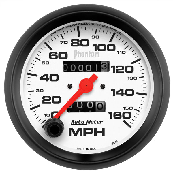 Autometer Phantom 3-3/8in 160MPH Speedometer Gauge - Mechanical Full Sweep - 5893
