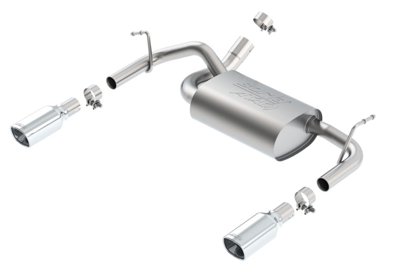 Borla 12-14 Jeep Wrangler JK 2Dr &amp; 4Dr Rear Section ATAK Single Sqaure Rolled Angle-Cut Exit Exhaust - 11860