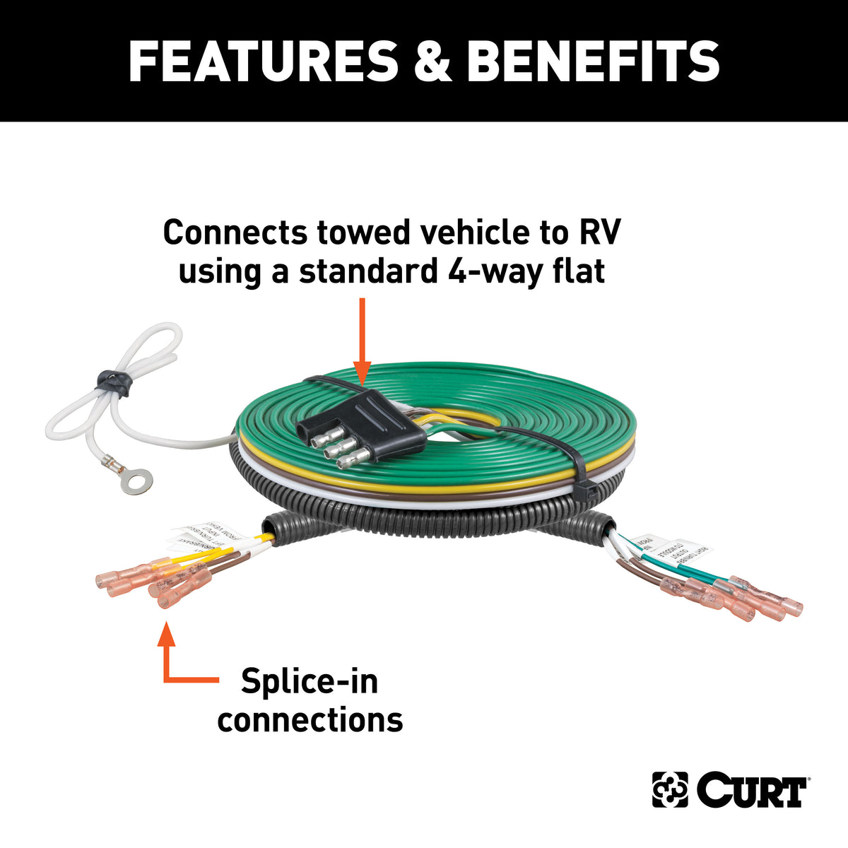 CURT 58979 Universal Towed-Vehicle RV Wiring Harness for Dinghy Towing