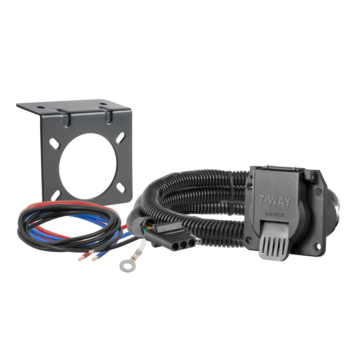 CURT 58980 4-Way Flat Vehicle-Side to 7-Way RV Blade Wiring Adapter, Dinghy Towing