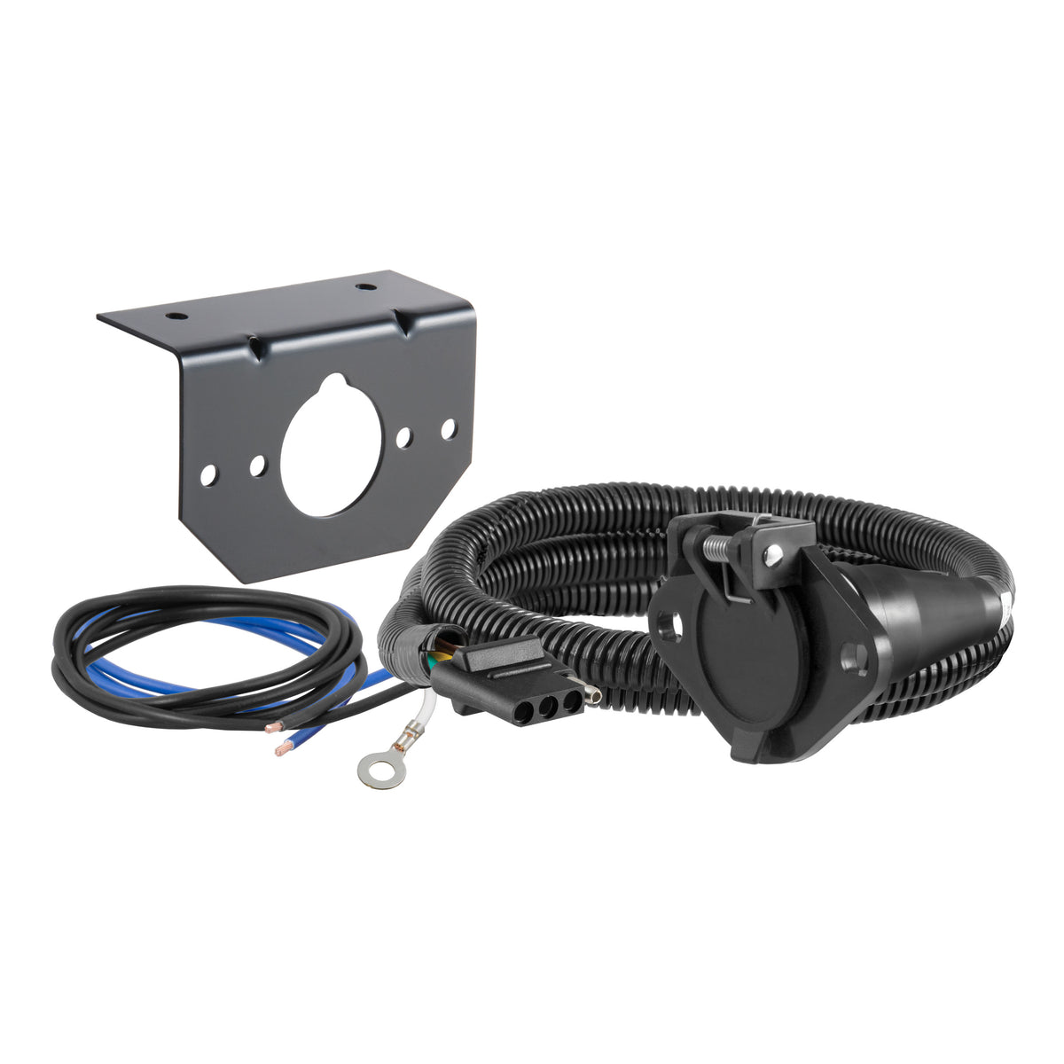 CURT 58981 4-Way Flat Vehicle-Side to 6-Way Round Wiring Adapter, Dinghy Towing
