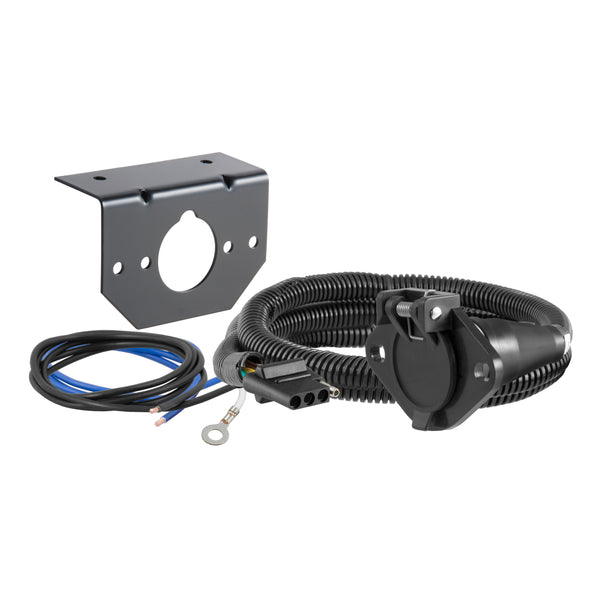 CURT 58981 4-Way Flat Vehicle-Side to 6-Way Round Wiring Adapter, Dinghy Towing