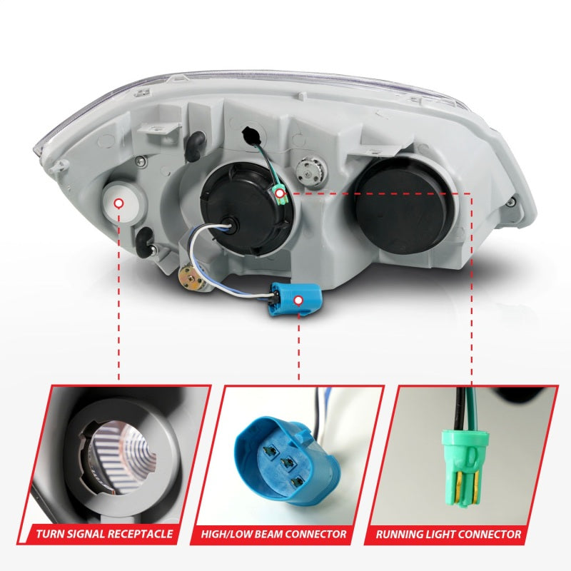 ANZO 05-10 Chevrolet Cobalt / 07-10 Pontiac G5 LED Projector Headlights Black Housing - 121576