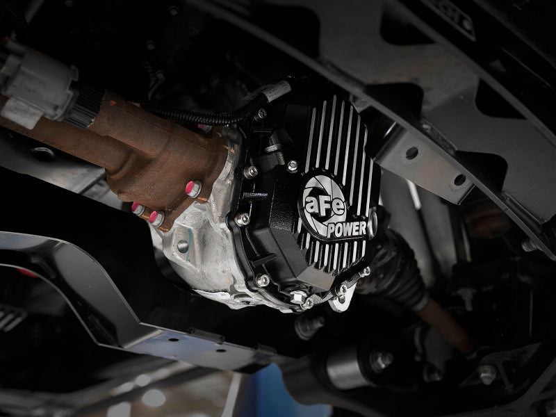 AFE Power 11-18 GM 2500-3500 AAM 9.25 Axle Front Differential Cover Black Machined Street Series - 46-71050B