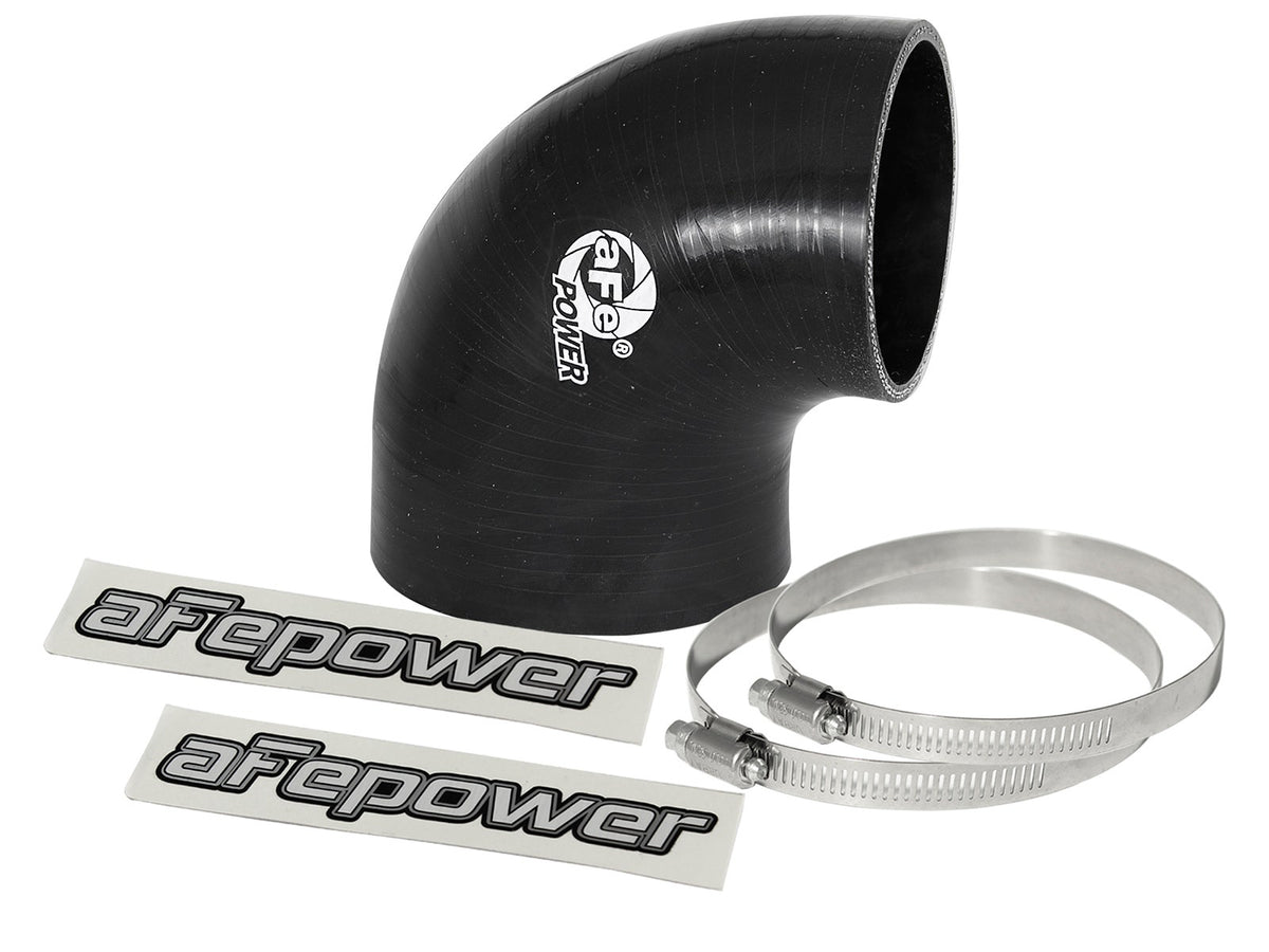 aFe Magnum FORCE CAI Univ. Silicone Coupling Kit (3.5in. ID to 3in. ID) 90Deg. Elbow Reducer - Black - 59-00072