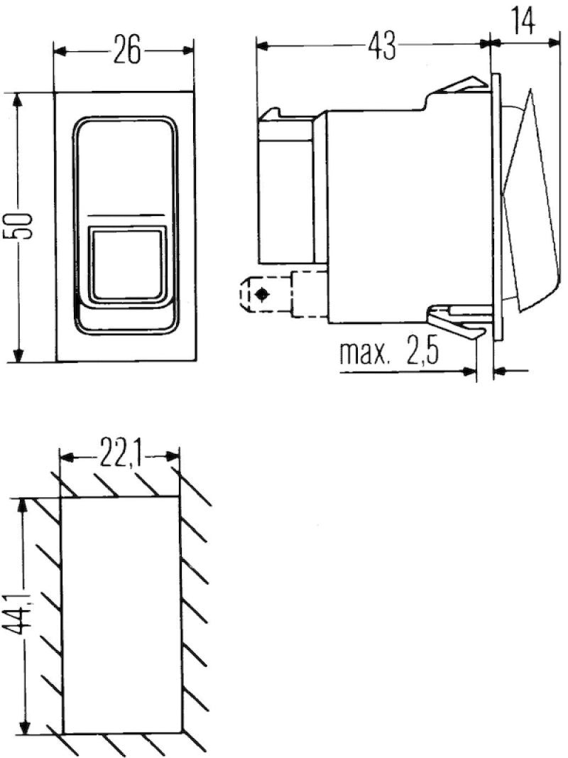 Hella Switch On/On/Off W/O Location Light - 007832451