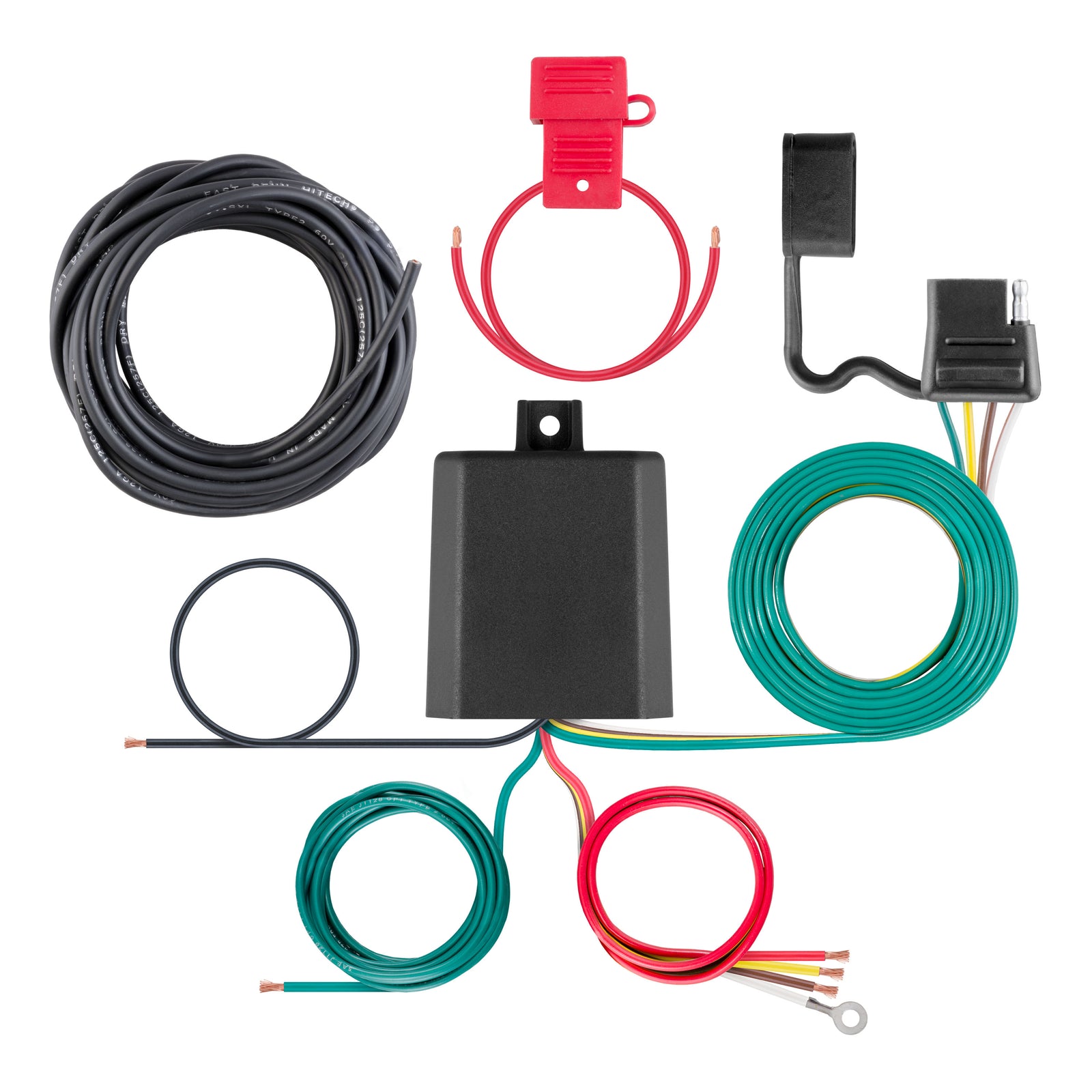 CURT 59496 Weather-Resistant Powered 3-to-2-Wire Splice-in Trailer Tail Light Converter Kit, 4-Pin Wiring Harness