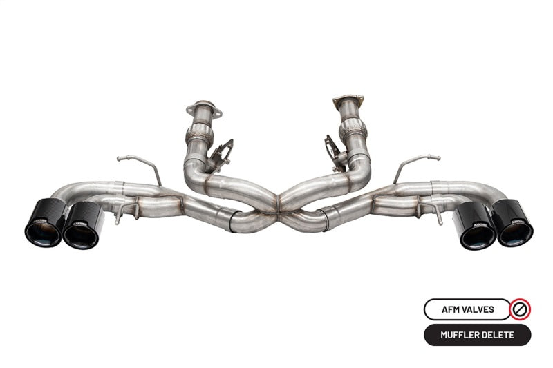Corsa 2020-2024 Chevrolet Corvette C8 RWD 3in Track Cat-Back Delete Exhaust w/4.5in CF Black PVDTips - 21104CFBLK