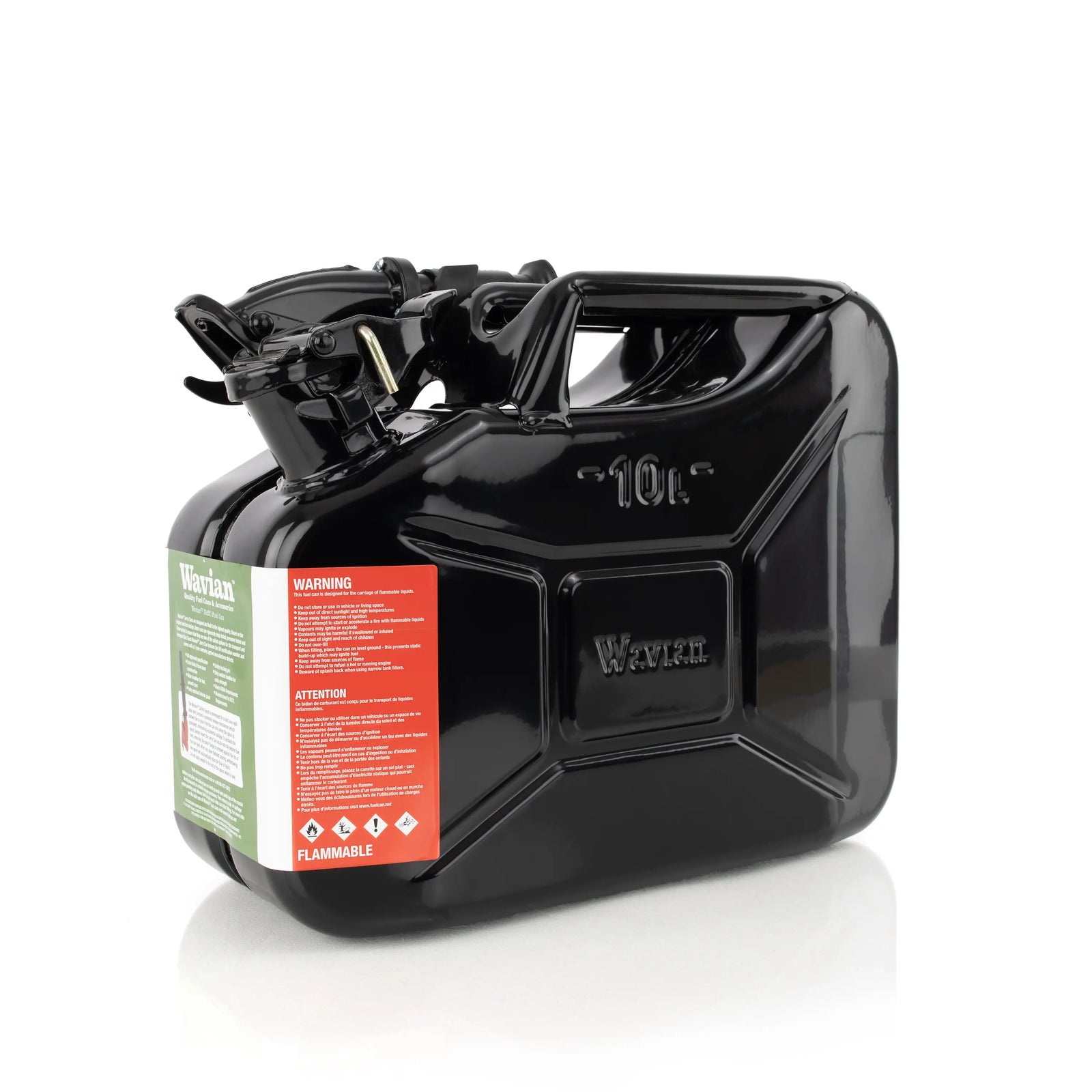 Wavian Black 10 litre steel jerry can 3024 — main view