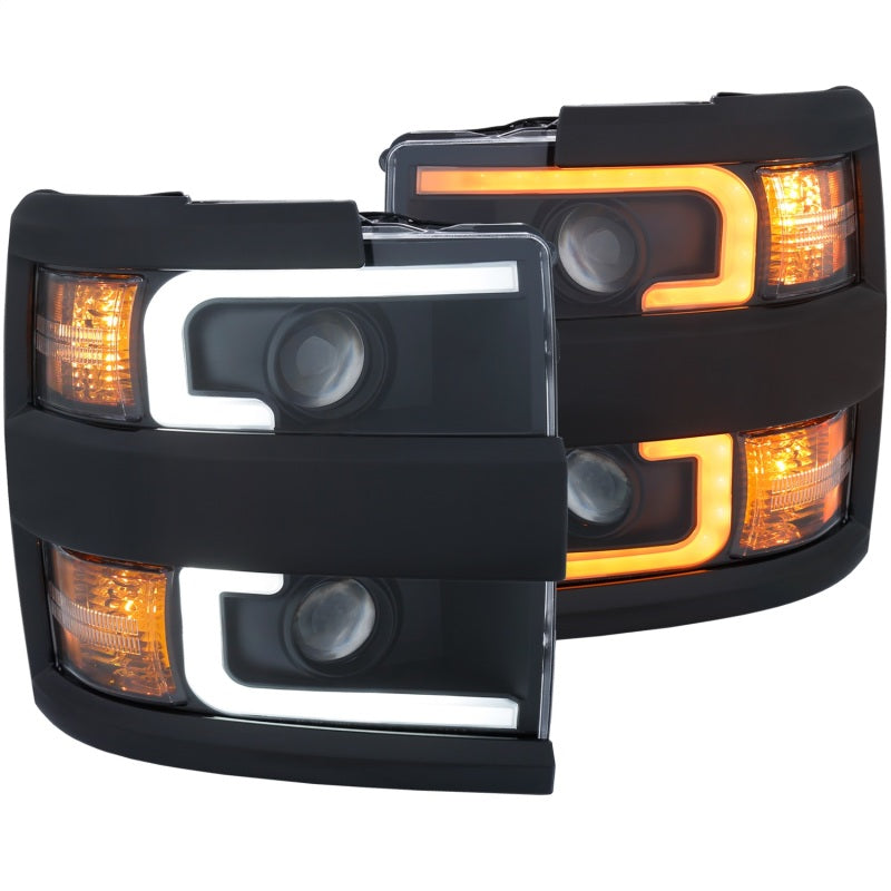 ANZO Projector Headlights 15-17 Chevrolet Silverado 2500HD / 3500HD Black w/ Black Rim - 111364