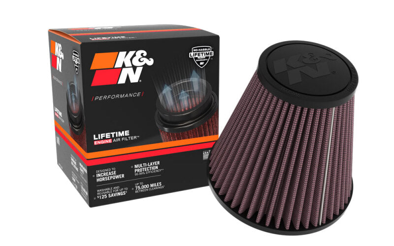 K&amp;N Universal Clamp-On Air Filter 6in Base x 3.5in Top x 6.3125in H - RU-5296