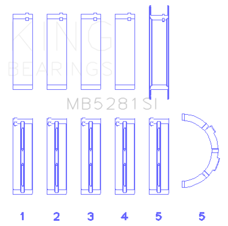 King Ford 281CI 4.6L V8 (Size +0.75) Main Bearing Set - MB5281SI0.75