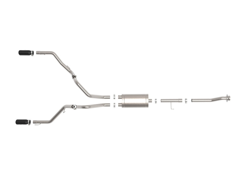 aFe Vulcan 3in 304 SS Cat-Back Exhaust 2021 Ford F-150 V6 2.7L/3.5L (tt)/V8 5.0L w/ Black Tips - 49-33127-B
