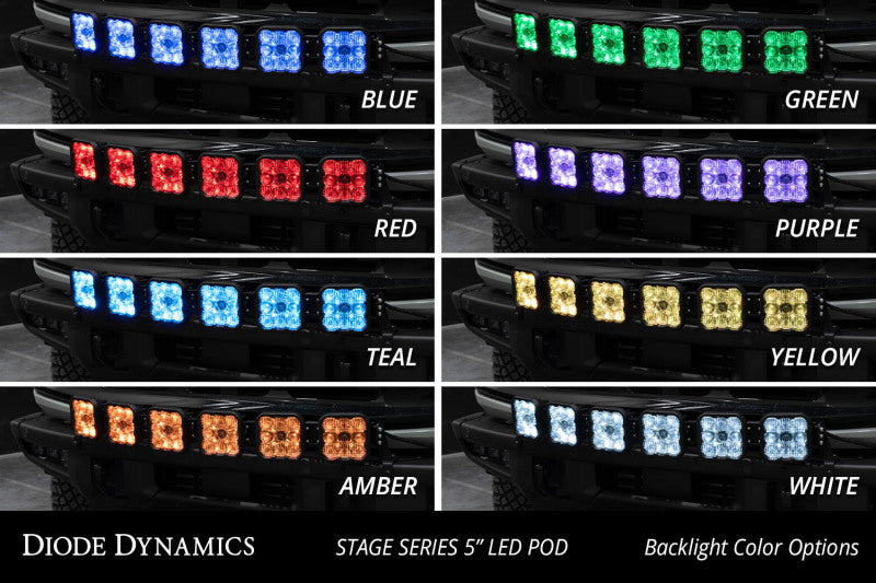 Diode Dynamics Bronco SS5 6-Pod CrossLink Grille Lightbar Kit Sport - Yellow Combo - DD7236