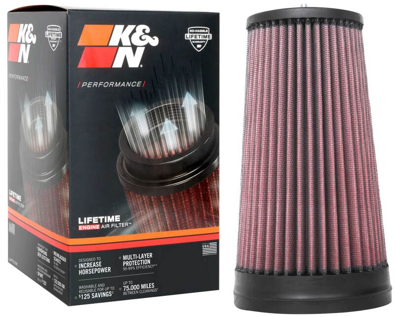 K&amp;N Universal Unique Air Filter 2-3/4in FLG x 4-21/32in Base x 3-1/2in Top x 8-1/4in Height - RU-5291