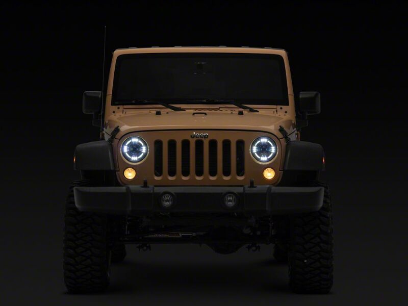 Raxiom 07-18 Jeep Wrangler JK Axial Series Quatro LED Headlights- Black Housing- Clear Lens - J194501 - close-up view 6
