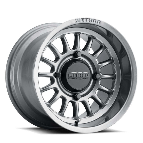 Method MR411 Bead Grip 15x7 / 5+2/38mm Offset / 5x4.5 / 72 CB Gloss Titanium Wheel - MR41157012852 by Method Wheels