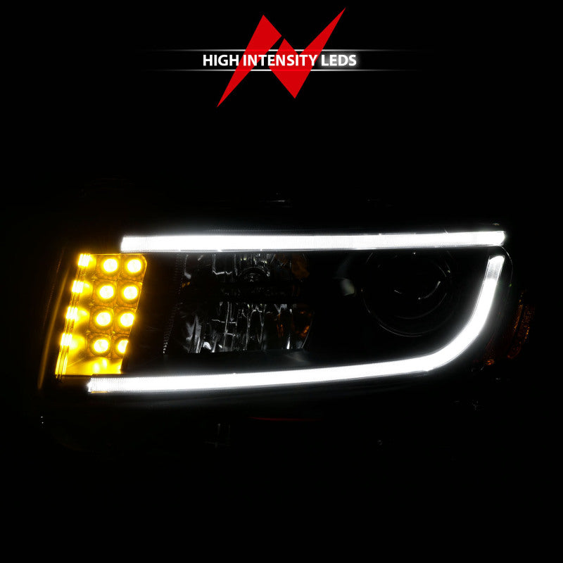 ANZO 2014-2015 Jeep Grand Cherokee Projector Headlights w/ Plank Style Design Black - 111329