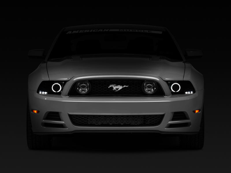 Raxiom 13-14 Ford Mustang w/ Factory HIDLED Halo Projector Headlights- Black Housing (Smoked Lens) - 49170