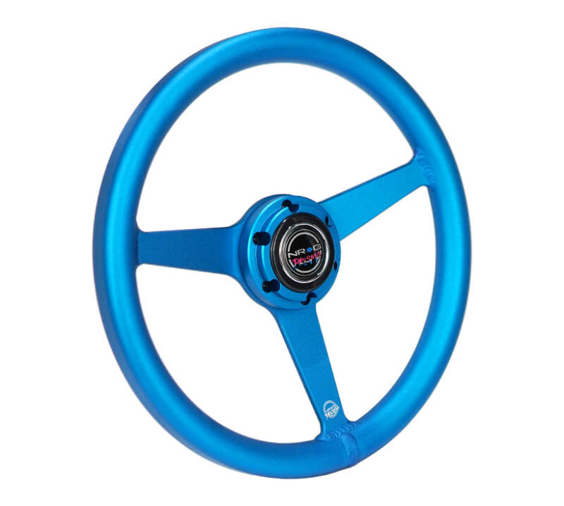 NRG Aluminum Steering Wheel 330mm - Heritage Solid Spoke - Ergonomic Grip - Anadized Blue - RST-071-BL - close-up view