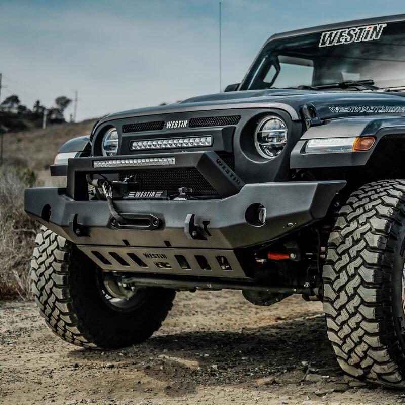Westin 18-20 Jeep Wrangler WJ2 Full Width Front Bumper w/LED Light Bar Mount Textured Black - 59-80125
