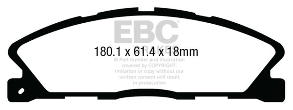 EBC 13-19 Ford Explorer 3.5TT Greenstuff Front Brake Pads - DP63019 for 2013-2018 Ford Explorer - front view