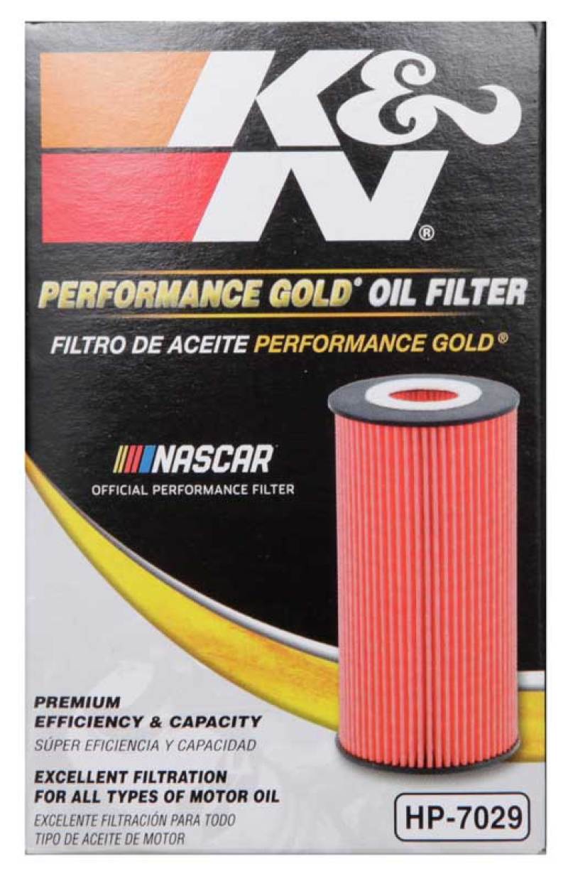 K&N Performance Oil Filter for Hyundai/Kia 3.8L V6, 4.6L/5.0L V8 - HP-7029 for 2010-2016 Hyundai Genesis Coupe - side view