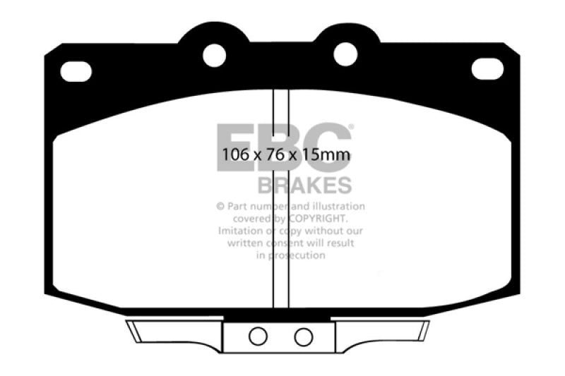 EBC 03-04 Mazda Protege 2.0 Turbo (Mazdaspeed) Ultimax2 Rear Brake Pads - UD332 for 1984-1995 Mazda RX 7 - front view