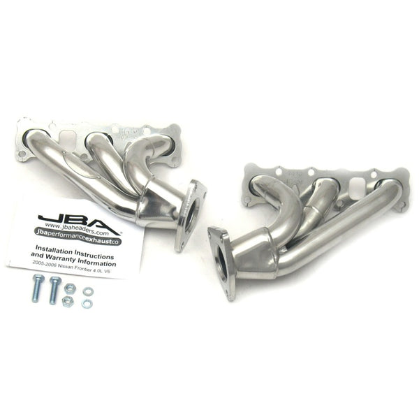 JBA 04-15 Nissan 4.0L V6 1-5/8in Primary Silver Ctd Cat4Ward Header - 1410SJS for 2005-2019 Nissan Frontier - front view