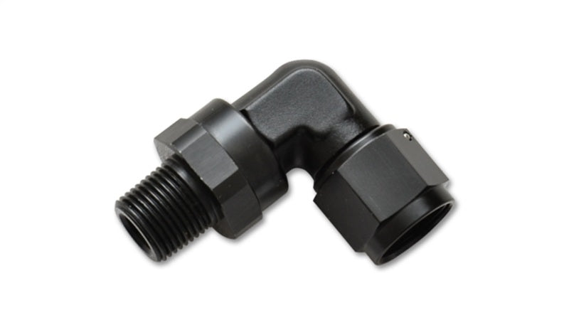 Vibrant -8AN to 1/4in NPT Female Swivel 90 Degree Adapter Fitting - 11386