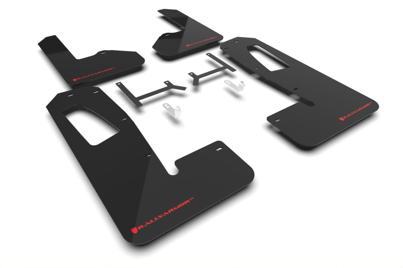 Rally Armor 22-24 Rivian R1S Black UR Mud Flap w/Red Logo - MF108-UR-BLK-RD