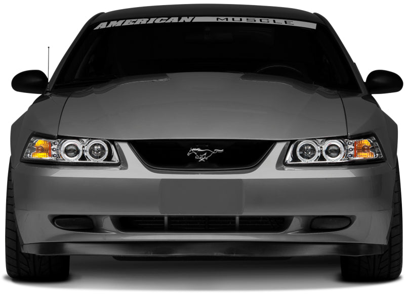 Raxiom 99-04 Ford Mustang Dual LED Halo Projector Headlights- Chrome Housing (Clear Lens) - 49114