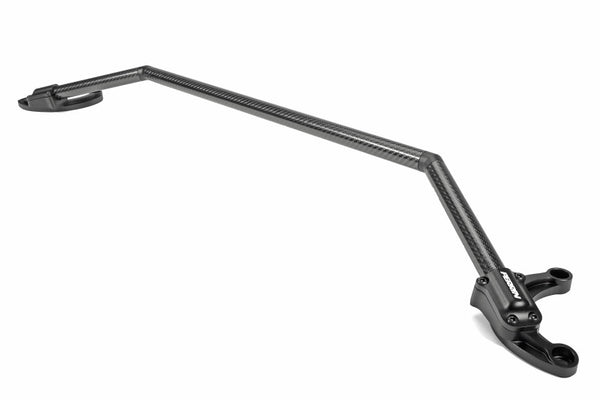 Perrin 08-21 Subaru WRX & STI Carbon Fiber Strut Brace w/Billet Feet - PSP-SUS-071CF for 2008-2021 Subaru WRX - front view
