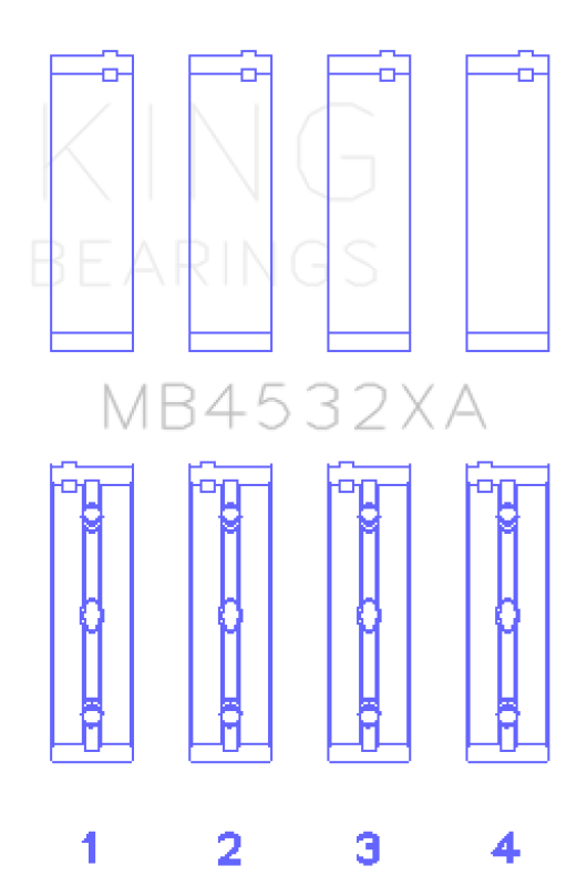 King Engine Bearings Mercedes Benz Om 642.822/36/910/20/30/70 (Size +0.25mm) Main Bearing Set - MB4532XA0.25