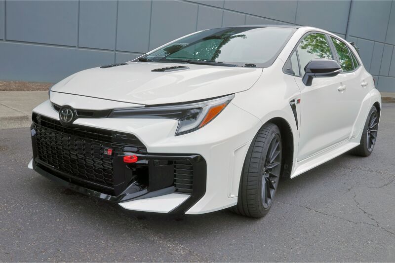 PERRIN 23-26 Toyota GR Corolla Front Tow Hook - Red - PTP-BDY-231RD by Perrin Performance - detail view
