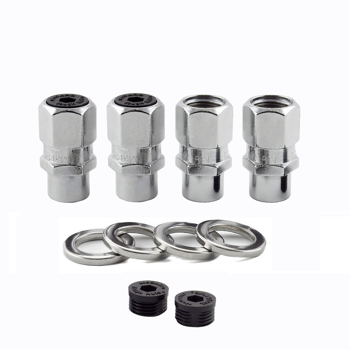 McGard Hex Lug Nut (Drag Racing Short Shank) 1/2-20 / 13/16 Hex / 1.6in. Length (4-Pack) - Chrome - 60127