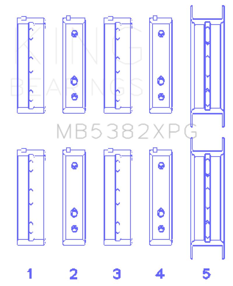 King Subaru EJ20/EJ22/EJ25 (For Thrust in #5 Position) (Size STD) Performance Main Bearing Set - MB5382XPG