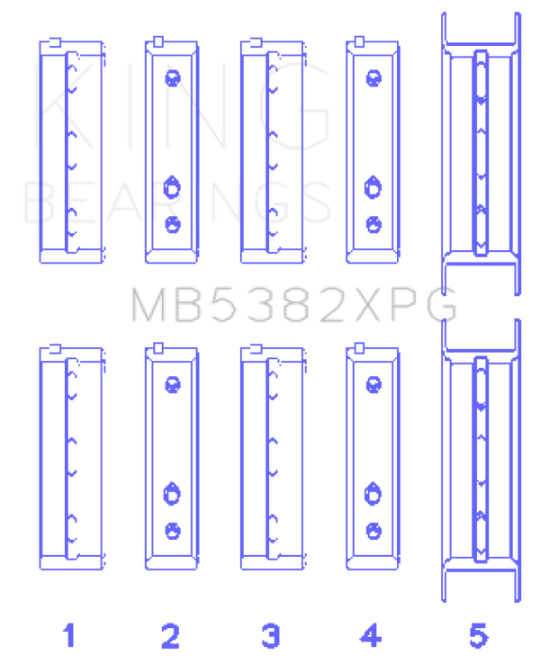 King Subaru EJ20/EJ22/EJ25 (For Thrust in #5 Position) (Size STD) Performance Main Bearing Set - MB5382XPG