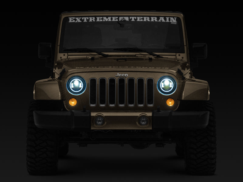 Raxiom 97-18 Jeep Wrangler TJ/JK Axial 7-Inch LED Headlights w/RGB Halo- Blk Hsng (Clear Lens) - J142665