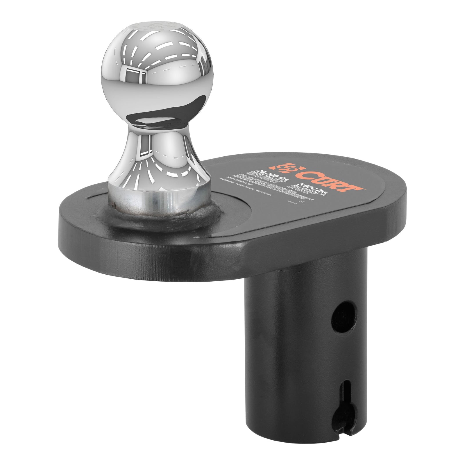 CURT 60602 Double Lock Offset Gooseneck Ball, 4-Inch Offset, 20,000 lbs, 2-5/16-Inch Diameter