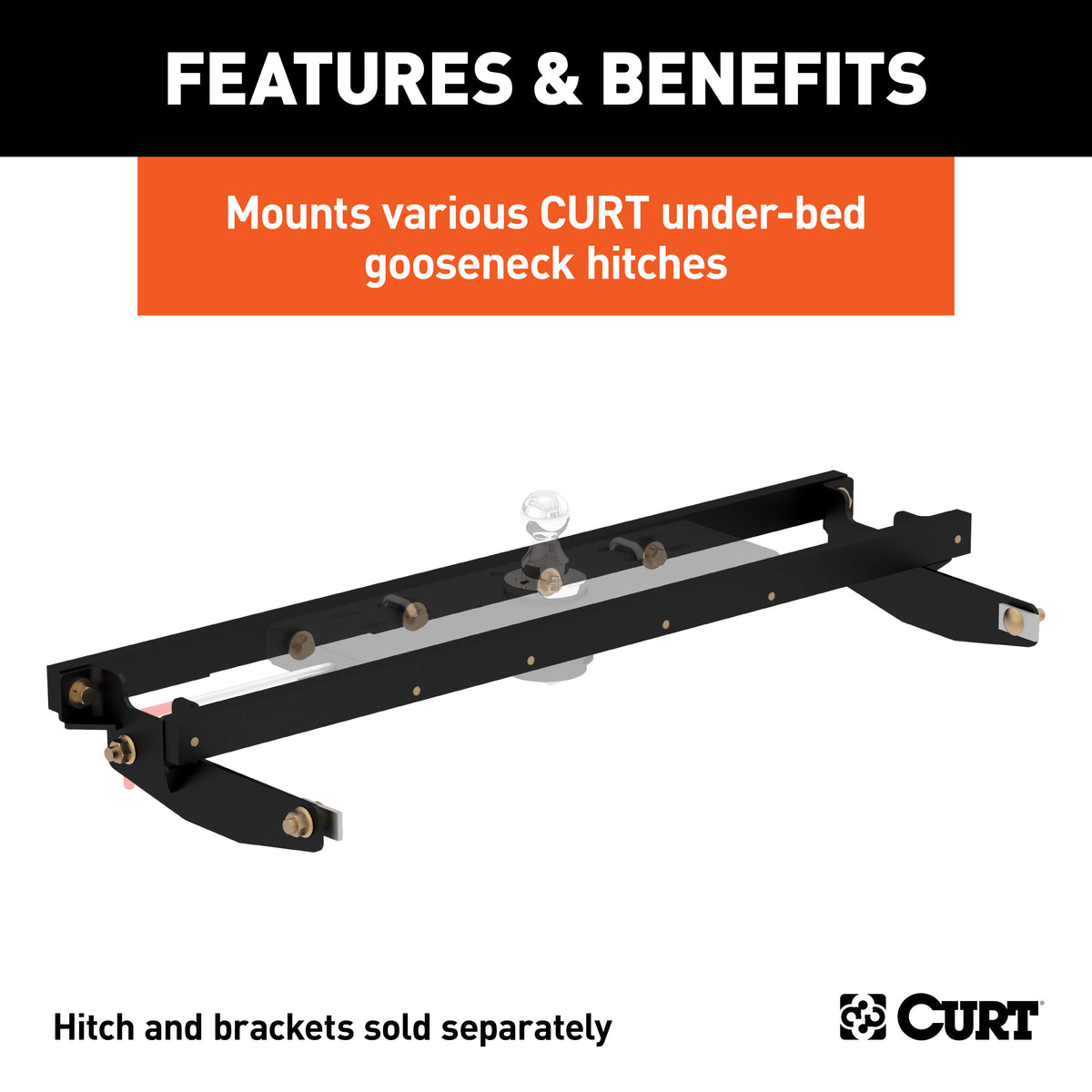 CURT 60604 Double Lock Gooseneck Installation Brackets, Fits Select Chevrolet Silverado, GMC Sierra 2500, 3500 HD