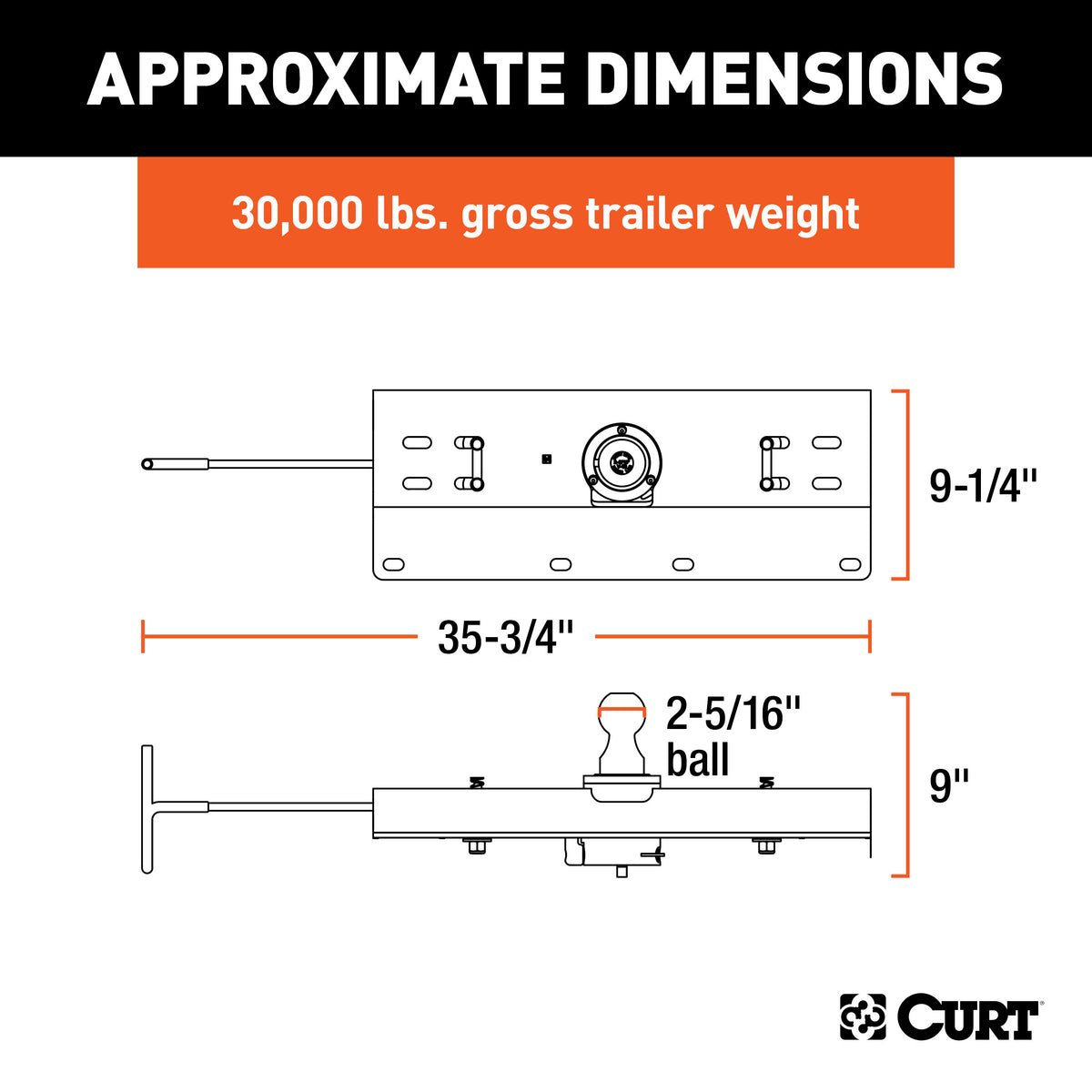 CURT 60615 Double Lock Gooseneck Hitch with 2-5/16-Inch Flip-and-Store Ball, 30,000 lbs