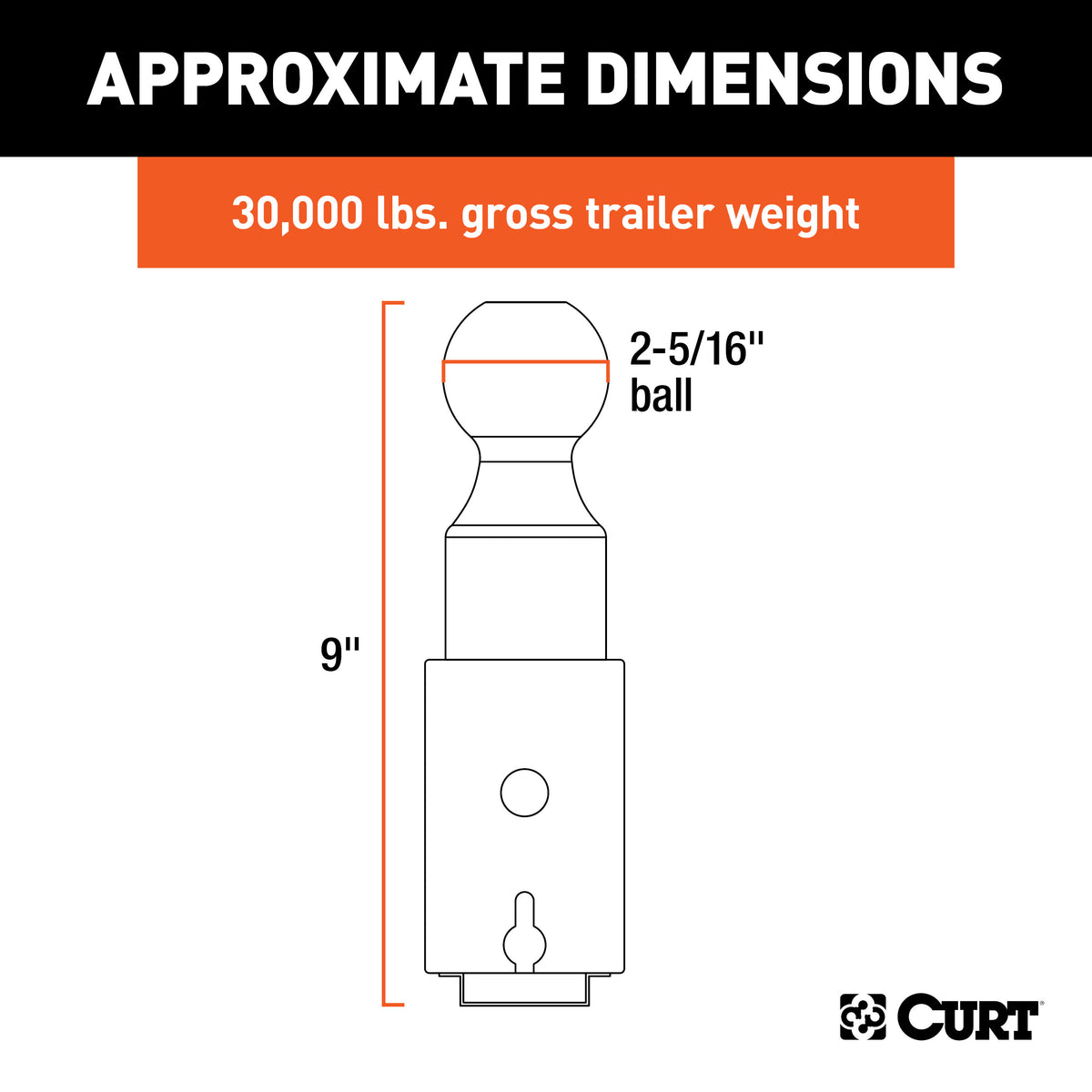 CURT 60616 Replacement Double Lock Gooseneck Ball, 30,000 lbs, 2-5/16-Inch Diameter